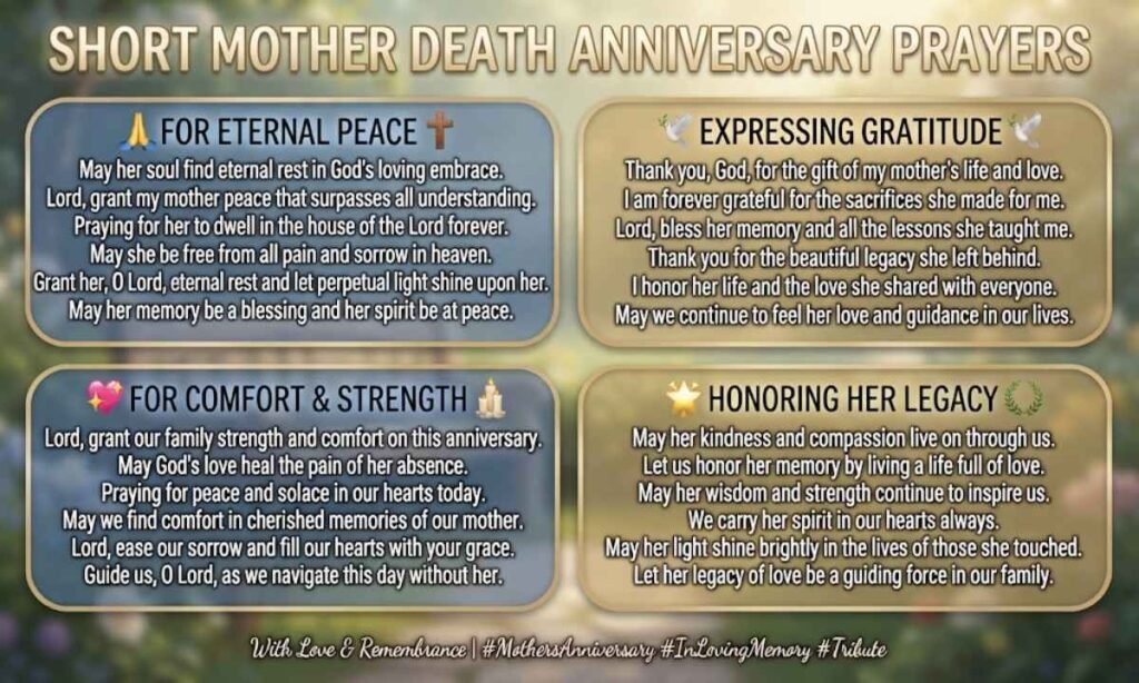 Short Mother Death Anniversary Prayers